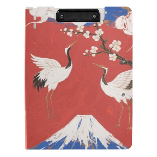 Faltbares Klemmbrett, weiß, japanische Kranhalterung, Fuji, A4-Klemmbrett, Folio-Ordner, Doppel-Clips, Stifthalter, Still-Clipboard mit Abdeckung von tplaotee