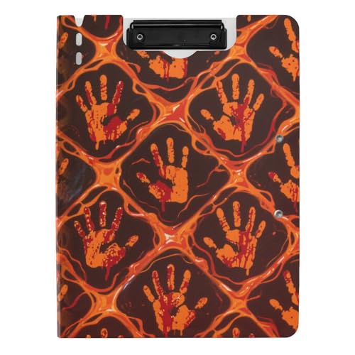 Faltbares Klemmbrett Halloween Blutige Hände Orange Rot A4 Klemmbrett Folio Zwei Metallclips Stifthalter Schule Klemmbrett mit Abdeckung Faltbares Klemmbrett Halloween Blutige Hände Orange Rot A4 Klemmbrett Folio Zwei Metallclips Stifthalter Schule Klemmbrett mit Abdeckung von tplaotee