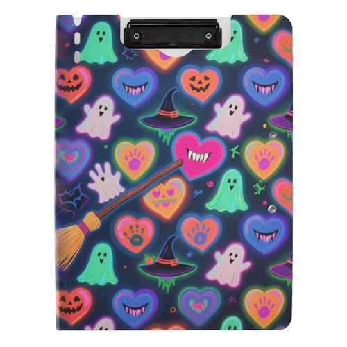 Faltbares Klemmbrett "Happy Halloween", buntes Herz, A4, Klemmbrett, Folio-Ordner, zwei Metall-Clips, Stifthalter, Büro-Klemmbrett mit festem Einband Faltbares Klemmbrett "Happy Halloween", buntes Herz, A4, Klemmbrett, Folio-Ordner, zwei Metall-Clips, Stifthalter, Büro-Klemmbrett mit festem Einband von tplaotee