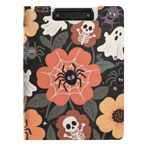 Faltbares Klemmbrett Happy Halloween Schädel Blumen A4 Klemmbrett Folio Binder Doppelclips Stifthalter Still-Clipboard mit Abdeckung Faltbares Klemmbrett Happy Halloween Schädel Blumen A4 Klemmbrett Folio Binder Doppelclips Stifthalter Still-Clipboard mit Abdeckung von tplaotee