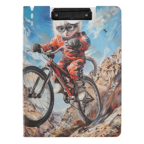 Faltbares Klemmbrett Kätzchen als Biker A4 Klemmbrett mit Ordner horizontal und vertikal Doppelclips Still-Clipboard mit Abdeckung Faltbares Klemmbrett Kätzchen als Biker A4 Klemmbrett mit Ordner horizontal und vertikal Doppelclips Still-Clipboard mit Abdeckung von tplaotee