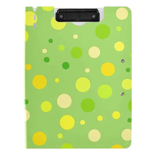 Faltbares Klemmbrett Modern Runde Punkte Grün A4 Klemmbrett mit Binder Doppelclips Stifthalter Still-Clipboard mit Abdeckung von tplaotee