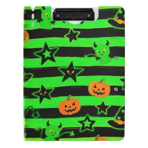 Faltbares Klemmbrett Niedlicher grüner Teufel für Halloween, A4-Klemmbrett mit Ordner, horizontale und vertikale Doppelklammern, Still-Clipboard mit Abdeckung Faltbares Klemmbrett Niedlicher grüner Teufel für Halloween, A4-Klemmbrett mit Ordner, horizontale und vertikale Doppelklammern, Still-Clipboard mit Abdeckung von tplaotee