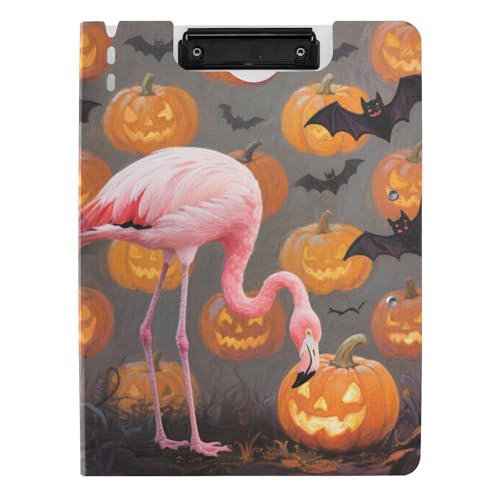 Faltbares Klemmbrett mit Aufbewahrung, Halloween, Orange, Kürbis, Flamingos, A4, Klemmbrett mit Ordner, zwei Metallklammern, Stifthalter, Schulklemmbrett mit Abdeckung Faltbares Klemmbrett mit Aufbewahrung, Halloween, Orange, Kürbis, Flamingos, A4, Klemmbrett mit Ordner, zwei Metallklammern, Stifthalter, Schulklemmbrett mit Abdeckung von tplaotee