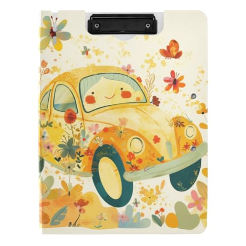 Faltbares Klemmbrett mit Aufbewahrung, Kritzelei-Stil, Cartoon, niedliche Auto-Blume, buntes A4-Klemmbrett, Folio-Ordner, Doppel-Clips, Stifthalter, Büro-Klemmbrett mit Abdeckung Faltbares Klemmbrett mit Aufbewahrung, Kritzelei-Stil, Cartoon, niedliche Auto-Blume, buntes A4-Klemmbrett, Folio-Ordner, Doppel-Clips, Stifthalter, Büro-Klemmbrett mit Abdeckung von tplaotee