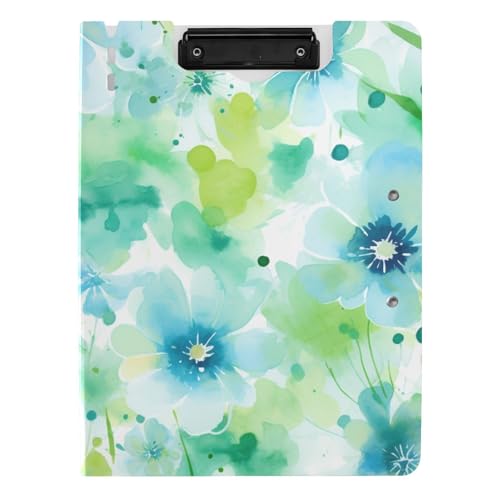 Faltbares Klemmbrett mit Aufbewahrung, blau-grüne Aquarell-Blume, A4-Klemmbrett mit Ordner, horizontale und vertikale Doppel-Clips, Büro-Klemmbrett mit Abdeckung Faltbares Klemmbrett mit Aufbewahrung, blau-grüne Aquarell-Blume, A4-Klemmbrett mit Ordner, horizontale und vertikale Doppel-Clips, Büro-Klemmbrett mit Abdeckung von tplaotee