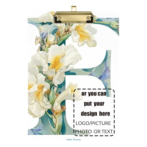 Floralmorphischer Buchstabe F, weiße Freesie, Blume, Aquarell-Stil, personalisierbares Klemmbrett, Designer-Acryl, niedlich, für Fußball, Softball, Coaching, Größe 22,9 x 30,5 cm Floralmorphischer Buchstabe F, weiße Freesie, Blume, Aquarell-Stil, personalisierbares Klemmbrett, Designer-Acryl, niedlich, für Fußball, Softball, Coaching, Größe 22,9 x 30,5 cm von tplaotee