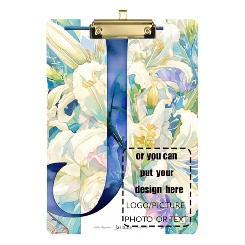 Floralmorphischer Buchstabe J, weißer Jasmineflowers, Aquarell-Stil, personalisierbar, zerbrechliches Klemmbrett, Acryl, niedlich für Polizei, Büro, Krankenschwester, Fußball, Trainer, Größe 22,9 x Floralmorphischer Buchstabe J, weißer Jasmineflowers, Aquarell-Stil, personalisierbar, zerbrechliches Klemmbrett, Acryl, niedlich für Polizei, Büro, Krankenschwester, Fußball, Trainer, Größe 22,9 x von tplaotee