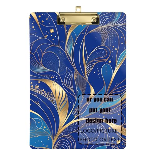 Flüssiges Linienmuster, goldfarben, blau, anpassbares Klemmbrett, gepolstert, transparent, für legale Frauen, Basketball-Trainer, Größe 22,9 x 30,5 cm Flüssiges Linienmuster, goldfarben, blau, anpassbares Klemmbrett, gepolstert, transparent, für legale Frauen, Basketball-Trainer, Größe 22,9 x 30,5 cm von tplaotee