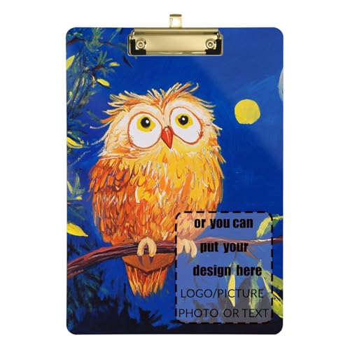 Fuuny Klemmbrett, Eule, personalisierbar, wasserdicht, für Lehrer, Größe 22,9 x 30,5 cm von tplaotee