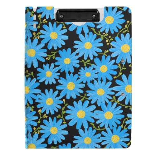 Gefaltetes Klemmbrett, fluoreszierendes blaues Gänseblümchen, Art-Deco, A4-Klemmbrett, Padfolio, Doppel-Clips, Stifthalter, Büro-Klemmbrett mit Abdeckung Gefaltetes Klemmbrett, fluoreszierendes blaues Gänseblümchen, Art-Deco, A4-Klemmbrett, Padfolio, Doppel-Clips, Stifthalter, Büro-Klemmbrett mit Abdeckung von tplaotee