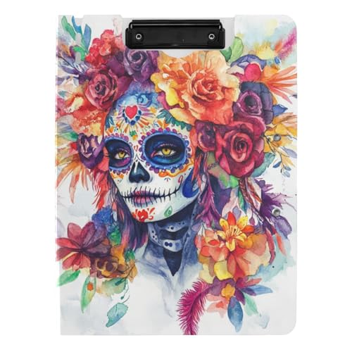 Gefaltetes Klemmbrett Dia De Los Muertos mexikanisches A4 Clipfolio zwei Metall-Clips, Stifthalter, Still-Clipboard mit festem Einband Gefaltetes Klemmbrett Dia De Los Muertos mexikanisches A4 Clipfolio zwei Metall-Clips, Stifthalter, Still-Clipboard mit festem Einband von tplaotee