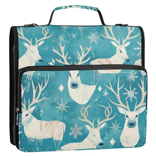 Grüner Pixel, Elch, Weihnachten, 3 Ringe, 3,8 cm, Ordner, Reißverschluss mit Griff, mehrere Taschen, Dokumentenmappe, Organizer für die Schule von tplaotee