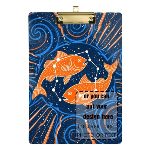 Horizontales Klemmbrett mit Fischen, Orange, Standardloch für Polizei, Büro, Krankenschwester, Fußball, Trainer, Größe 22,9 x 30,5 cm Horizontales Klemmbrett mit Fischen, Orange, Standardloch für Polizei, Büro, Krankenschwester, Fußball, Trainer, Größe 22,9 x 30,5 cm von tplaotee