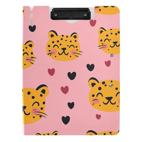 Klappbares Klemmbrett "Happy Valentine", Cartoon-Leopardenmuster, A4-Klemmbrett mit Ordner, horizontale und vertikale Doppel-Clips, Still-Clipboard mit Abdeckung Klappbares Klemmbrett "Happy Valentine", Cartoon-Leopardenmuster, A4-Klemmbrett mit Ordner, horizontale und vertikale Doppel-Clips, Still-Clipboard mit Abdeckung von tplaotee