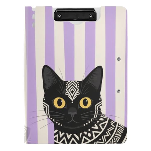 Klemmbrett Boho Schwarz Katze Weiß und Lila Streifen A4 Klemmbrett Binder Doppelclips Stifthalter Schule Klemmbrett mit Abdeckung Klemmbrett Boho Schwarz Katze Weiß und Lila Streifen A4 Klemmbrett Binder Doppelclips Stifthalter Schule Klemmbrett mit Abdeckung von tplaotee