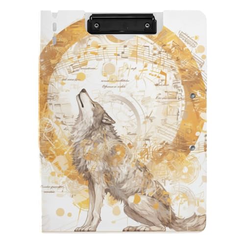 Klemmbrett Mechanischer Cyber-Stil Wolf Musiknoten Gold A4 Klemmbrett mit Padfolio Horizontal und Vertikal Doppelclips Schule Clipboard mit Abdeckung Klemmbrett Mechanischer Cyber-Stil Wolf Musiknoten Gold A4 Klemmbrett mit Padfolio Horizontal und Vertikal Doppelclips Schule Clipboard mit Abdeckung von tplaotee