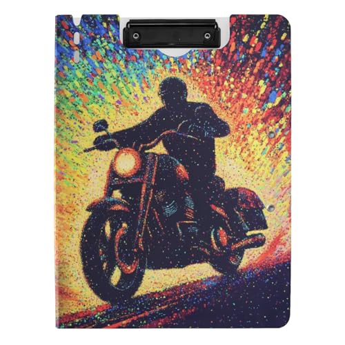 Klemmbrett-Ordner, Motorrad, Motorradfahrer, Regenbogenfarben, A4, Klemmbrett, Folio-Ordner, horizontale und vertikale Doppelklammern, Schulklemmbrett mit Abdeckung Klemmbrett-Ordner, Motorrad, Motorradfahrer, Regenbogenfarben, A4, Klemmbrett, Folio-Ordner, horizontale und vertikale Doppelklammern, Schulklemmbrett mit Abdeckung von tplaotee