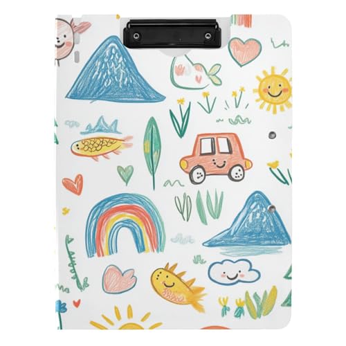 Klemmbrett Ordner Cartoon Kinder Doodle A4 Klemmbrett mit Padfolio Horizontal und Vertikal Doppelclips Still-Clipboard mit Abdeckung Klemmbrett Ordner Cartoon Kinder Doodle A4 Klemmbrett mit Padfolio Horizontal und Vertikal Doppelclips Still-Clipboard mit Abdeckung von tplaotee