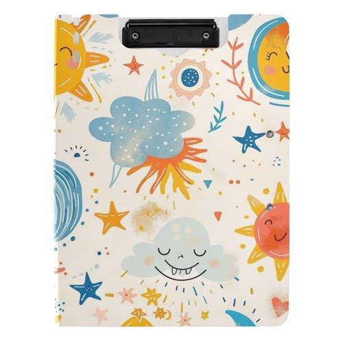 Klemmbrett Ordner Cartoon Niedlich Sonne Mond Kindisch A4 Klemmbrett mit Ordner Horizontal und Vertikal Doppelclips Still-Clipboard mit Abdeckung Klemmbrett Ordner Cartoon Niedlich Sonne Mond Kindisch A4 Klemmbrett mit Ordner Horizontal und Vertikal Doppelclips Still-Clipboard mit Abdeckung von tplaotee