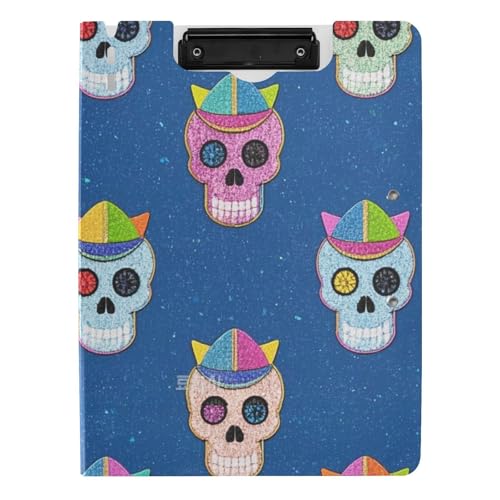 Klemmbrett Ordner Fake Glitzer Cartoon Hut Schädel Blau Cool A4 Klemmbrett mit Padfolio Doppelte Metallclips Stifthalter Büro Klemmbrett mit Abdeckung Klemmbrett Ordner Fake Glitzer Cartoon Hut Schädel Blau Cool A4 Klemmbrett mit Padfolio Doppelte Metallclips Stifthalter Büro Klemmbrett mit Abdeckung von tplaotee