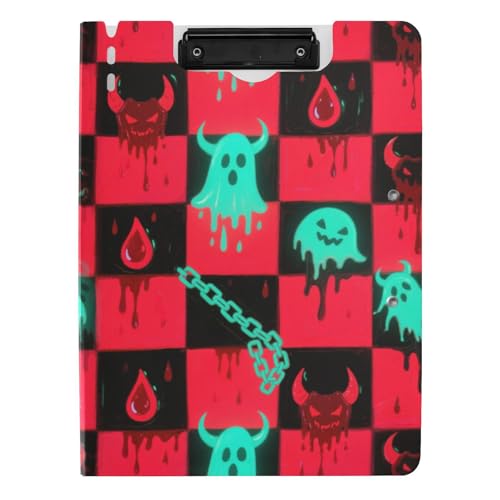 Klemmbrett Ordner Halloween Rot und Schwarz Kürbis A4 Klemmbrett mit Padfolio Horizontal und Vertikal Doppelclips Still-Clipboard mit Abdeckung Klemmbrett Ordner Halloween Rot und Schwarz Kürbis A4 Klemmbrett mit Padfolio Horizontal und Vertikal Doppelclips Still-Clipboard mit Abdeckung von tplaotee