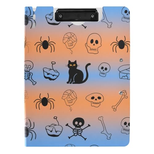 Klemmbrett Ordner Halloween Schwarze Katze Spinne Schädel A4 Klemmbrett Folio Binder Horizontal und Vertikal Doppelclips Schule Klemmbrett mit Abdeckung Klemmbrett Ordner Halloween Schwarze Katze Spinne Schädel A4 Klemmbrett Folio Binder Horizontal und Vertikal Doppelclips Schule Klemmbrett mit Abdeckung von tplaotee