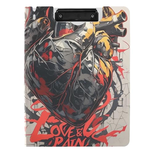 Klemmbrett Ordner Menschliches Herz Zeichnung Graffiti Stil Love & Pain A4 Klemmbrett mit Padfolio Horizontal und Vertikal Doppelclips Schule Klemmbrett mit Abdeckung Klemmbrett Ordner Menschliches Herz Zeichnung Graffiti Stil Love & Pain A4 Klemmbrett mit Padfolio Horizontal und Vertikal Doppelclips Schule Klemmbrett mit Abdeckung von tplaotee