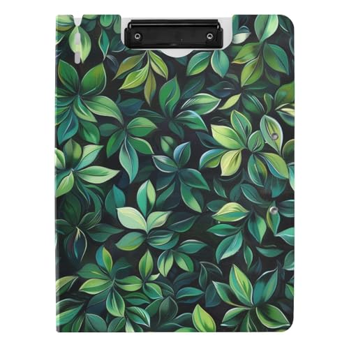 Klemmbrett Viele grüne Blätter auf schwarzem Hintergrund, A4-Klemmbrett mit Padfolio, doppelte Metallklammern, Stifthalter, Schulklemmbrett mit festem Einband Klemmbrett Viele grüne Blätter auf schwarzem Hintergrund, A4-Klemmbrett mit Padfolio, doppelte Metallklammern, Stifthalter, Schulklemmbrett mit festem Einband von tplaotee