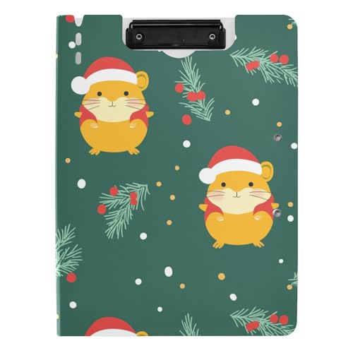 Klemmbrett Weihnachten Tier Hamster Blatt Grün A4 Klemmbrett mit Binder Zwei Metallclips Stifthalter Büro Klemmbrett mit Hardcover von tplaotee