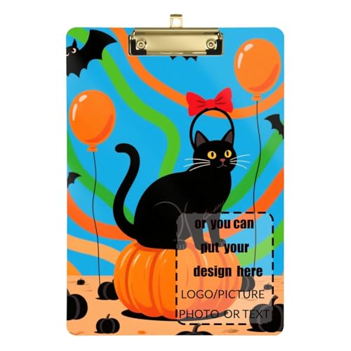 Klemmbrett für Halloween, schwarze Katze, personalisierbar, mit Ordner, Hartfaserplatte für Krankenschwestern, Heimunternehmer, Größe 22,9 x 30,5 cm Klemmbrett für Halloween, schwarze Katze, personalisierbar, mit Ordner, Hartfaserplatte für Krankenschwestern, Heimunternehmer, Größe 22,9 x 30,5 cm von tplaotee