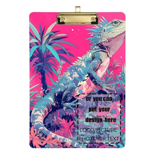 Klemmbrett für Reptilien, Pfirsich-Design, tropischer Stil, transparent, für Fußball-Truck-Fahrer, Größe 22,9 x 30,5 cm von tplaotee
