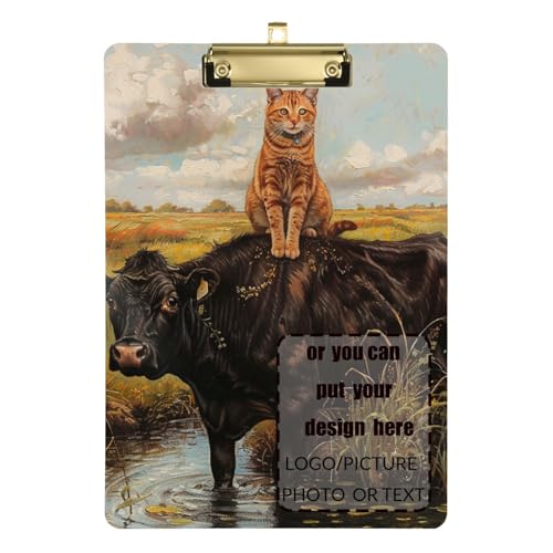 Klemmbrett im Retro-Stil mit Kuh-Katze, personalisierbar, Acryl, niedlich, für Krankenpfleger, Studenten, Handel, Größe 22,9 x 30,5 cm von tplaotee