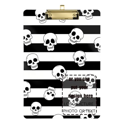 Klemmbrett im Vintage-Stil, Totenkopf, wasserdicht, für Klassenzimmer, Lehrer, Gymnasium, Größe 22,9 x 30,5 cm, Schwarz / Weiß Klemmbrett im Vintage-Stil, Totenkopf, wasserdicht, für Klassenzimmer, Lehrer, Gymnasium, Größe 22,9 x 30,5 cm, Schwarz / Weiß von tplaotee