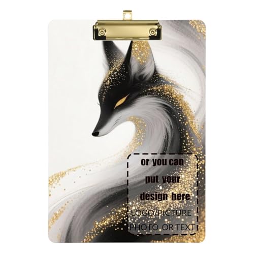 Klemmbrett im chinesischen Stil, Fuchs, transparent, für Lehrer, Portfolio, Klemmbrett, Größe 22,9 x 30,5 cm, Schwarz / Gold Klemmbrett im chinesischen Stil, Fuchs, transparent, für Lehrer, Portfolio, Klemmbrett, Größe 22,9 x 30,5 cm, Schwarz / Gold von tplaotee
