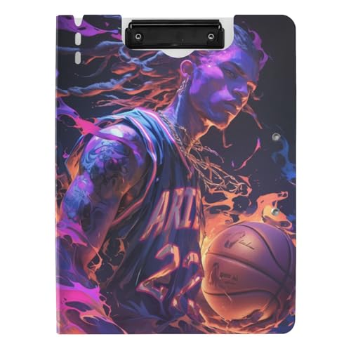 Klemmbrett mit Aufbewahrung, heißblütige violette Dreadlocks, Basketballspieler, A4-Klemmbrett, Folio, zwei Metall-Clips, Stifthalter, Büro-Klemmbrett mit Abdeckung Klemmbrett mit Aufbewahrung, heißblütige violette Dreadlocks, Basketballspieler, A4-Klemmbrett, Folio, zwei Metall-Clips, Stifthalter, Büro-Klemmbrett mit Abdeckung von tplaotee