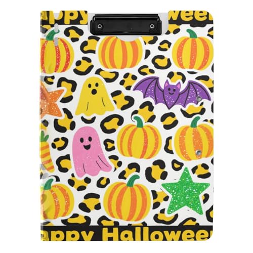 Klemmbrett mit Aufbewahrung, hellgelbes Leopardenmuster, Halloween, A4, Klemmbrett, Folio-Ordner, Doppel-Clips, Stifthalter, Still-Clipboard mit Abdeckung Klemmbrett mit Aufbewahrung, hellgelbes Leopardenmuster, Halloween, A4, Klemmbrett, Folio-Ordner, Doppel-Clips, Stifthalter, Still-Clipboard mit Abdeckung von tplaotee
