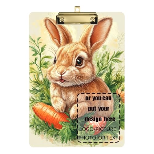 Klemmbrett mit Karottenhase, Hase, Frohe Ostern, personalisierbar, Hartbrett für Fußball, Softball, Coaching, Größe 22,9 x 30,5 cm von tplaotee