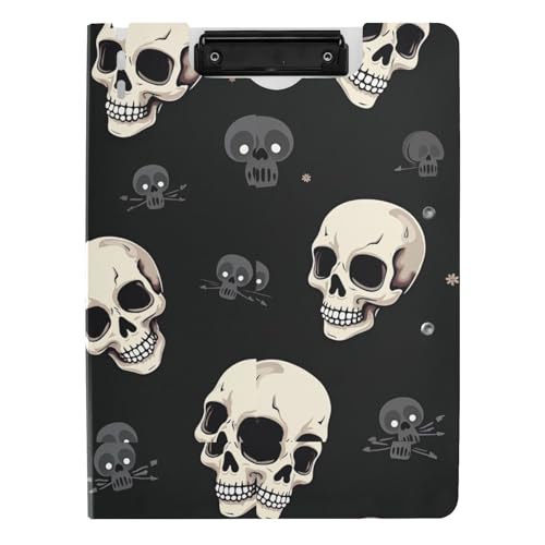 Klemmbrett mit Mappe, schwarze Totenköpfe, Halloween, A4, Clipfolio, doppelte Metallklammern, Stifthalter, Büro, Klemmbrett mit Abdeckung Klemmbrett mit Mappe, schwarze Totenköpfe, Halloween, A4, Clipfolio, doppelte Metallklammern, Stifthalter, Büro, Klemmbrett mit Abdeckung von tplaotee