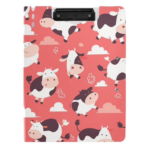 Klemmbrett mit Ordner Fliegende Kuh Rosa Herz A4 Klemmbrett Clipfolio Zwei Metallclips Stifthalter Still-Klemmbrett mit festem Einband von tplaotee