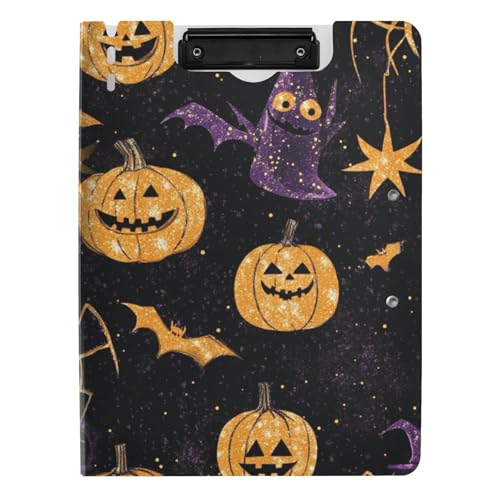 Klemmbrett mit Ordner Glitzernder Kürbis Halloween A4 Klemmbrett Folio Binder Doppelclips Stifthalter Schule Klemmbrett mit Abdeckung von tplaotee