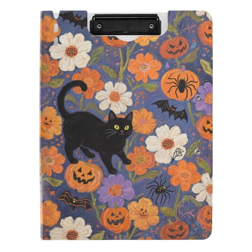 Klemmbrett mit Ordner Happy Halloween Schwarze Katze Kürbis A4 Klemmbrett Binder Zwei Metallclips Stifthalter Still-Clipboard mit Abdeckung Klemmbrett mit Ordner Happy Halloween Schwarze Katze Kürbis A4 Klemmbrett Binder Zwei Metallclips Stifthalter Still-Clipboard mit Abdeckung von tplaotee