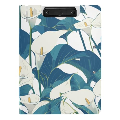 Klemmbrett mit Ordner Retro Calla Lilie Blumen Weiß Grün A4 Klemmbrett Binder Doppelte Metallklammern Stifthalter Schule Klemmbrett mit Abdeckung Klemmbrett mit Ordner Retro Calla Lilie Blumen Weiß Grün A4 Klemmbrett Binder Doppelte Metallklammern Stifthalter Schule Klemmbrett mit Abdeckung von tplaotee