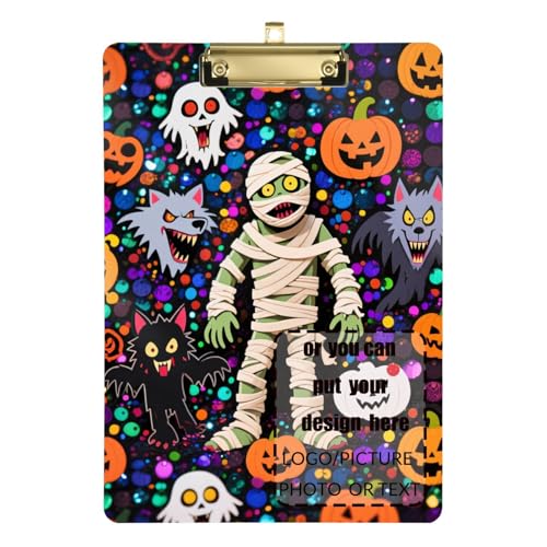 Klemmbrett mit gelbem Kürbis-Zombie-Motiv, Standard-Loch, für Schüler, Mädchen, Kinder, Lehrer, Klemmbrett, Größe 22,9 x 30,5 cm Klemmbrett mit gelbem Kürbis-Zombie-Motiv, Standard-Loch, für Schüler, Mädchen, Kinder, Lehrer, Klemmbrett, Größe 22,9 x 30,5 cm von tplaotee