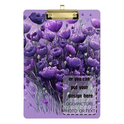 Klemmbrett mit violettem Herz und lila Mohnblumen für Krankenschwestern, Hartbrett für legale Frauen, Basketball-Trainer, Größe 22,9 x 30,5 cm von tplaotee