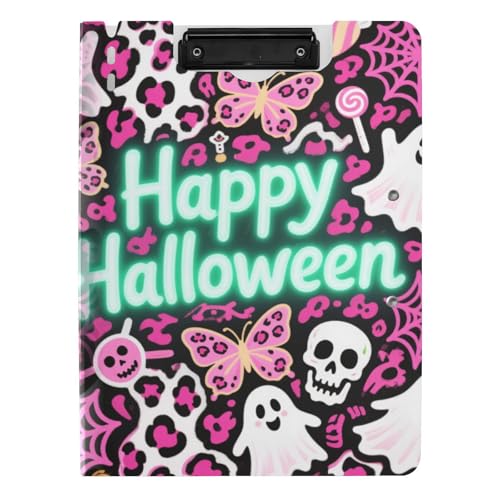 Klemmbrettmappe Halloween Pink Leopardenmuster Kürbis A4 Klemmbrett Folio Zwei Metallclips Stifthalter Still-Clipboard mit Abdeckung Klemmbrettmappe Halloween Pink Leopardenmuster Kürbis A4 Klemmbrett Folio Zwei Metallclips Stifthalter Still-Clipboard mit Abdeckung von tplaotee