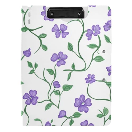 Klemmbrettmappe Lila Blumen Grün Ranken A4 Klemmbrett mit Ordner Zwei Metallclips Stifthalter Still-Clipboard mit Abdeckung Klemmbrettmappe Lila Blumen Grün Ranken A4 Klemmbrett mit Ordner Zwei Metallclips Stifthalter Still-Clipboard mit Abdeckung von tplaotee
