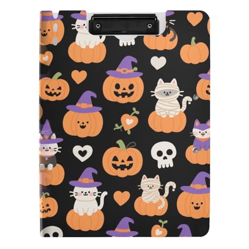 Klemmbrettmappe mit Aufbewahrung, Orange, böse, Halloween, weiße Katze, A4-Klemmbrett mit Padfolio, Doppelclips, Stifthalter, Still-Clipboard mit Abdeckung Klemmbrettmappe mit Aufbewahrung, Orange, böse, Halloween, weiße Katze, A4-Klemmbrett mit Padfolio, Doppelclips, Stifthalter, Still-Clipboard mit Abdeckung von tplaotee