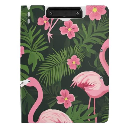 Klemmbrettmappe mit Aufbewahrung, tropische Flamingos, Palmenblätter, Blumen, lebendiges Rosa, A4-Klemmbrett mit Ordner, Doppelklammern, Stifthalter, Schulklemmbrett mit Abdeckung Klemmbrettmappe mit Aufbewahrung, tropische Flamingos, Palmenblätter, Blumen, lebendiges Rosa, A4-Klemmbrett mit Ordner, Doppelklammern, Stifthalter, Schulklemmbrett mit Abdeckung von tplaotee