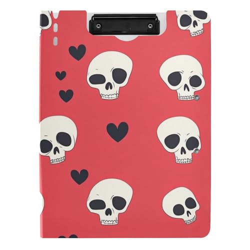 Klemmbrettmappe mit Aufbewahrungsmöglichkeit Happy Valentine Herz Cartoon Schädel Rot A4 Clipfolio Zwei Metallclips Stifthalter Schule Klemmbrett mit Abdeckung Klemmbrettmappe mit Aufbewahrungsmöglichkeit Happy Valentine Herz Cartoon Schädel Rot A4 Clipfolio Zwei Metallclips Stifthalter Schule Klemmbrett mit Abdeckung von tplaotee